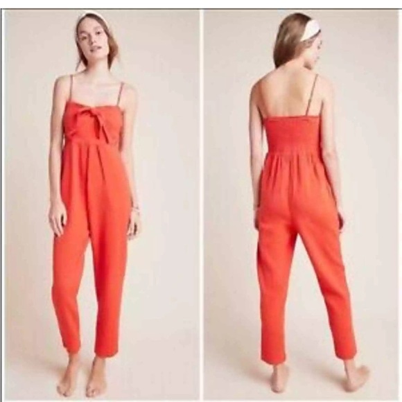 Anthropologie Pants - Anthropologie Saturday Sunday Isabel Coral Red Jumpsuit Size XS